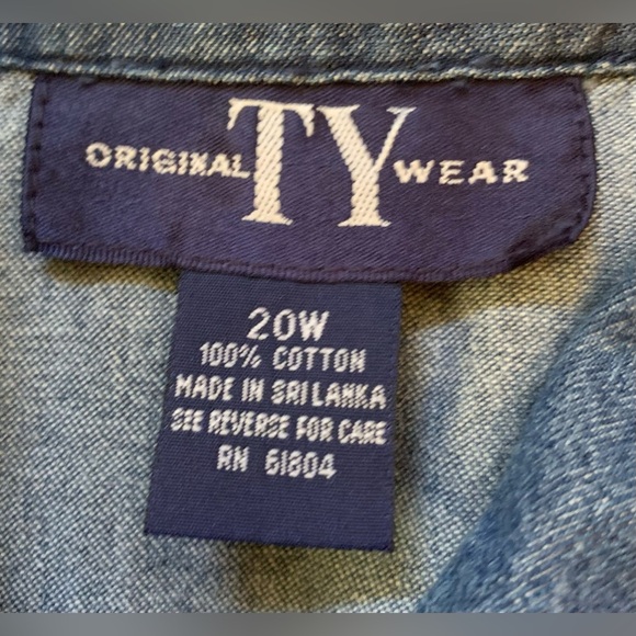 Original TY Wear Jean Shacket Jacket Shirt-Size 20W-Embroidered Floral Design - Picture 3 of 14